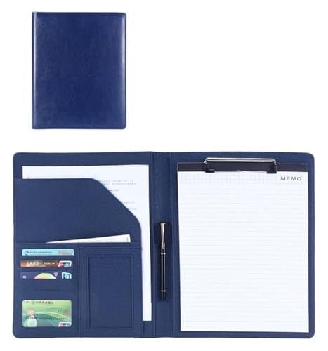 Konferenzmappe, Leder A4 Klemmbrett Business Datei Ordner Interview Lebenslauf mit Schreiben Pad Karte Halter(Blue) von BYALORTEX