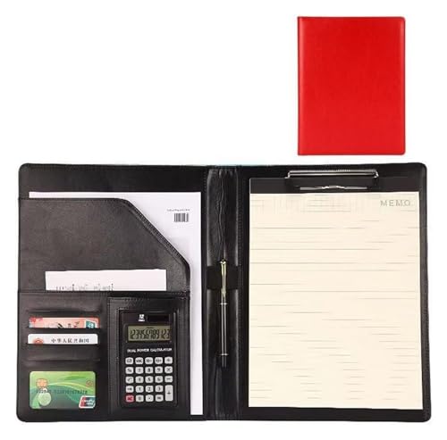 Konferenzmappe, Ledermappe mit Klemmbrett-Clip for Männer, Vorstellungsgespräche, Schule, Büro, Visitenkarten, Notizbücher, Lebensläufe(Red) von BYALORTEX