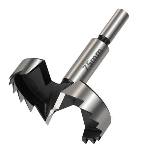 Scharnier-Lochbohrer, 1Pc Holzbearbeitung Werkzeuge Loch Sah Scharnier Boring Bohrer Bits Runde Schaft High Carbon Stahl Cutter(75mm) von BYALORTEX