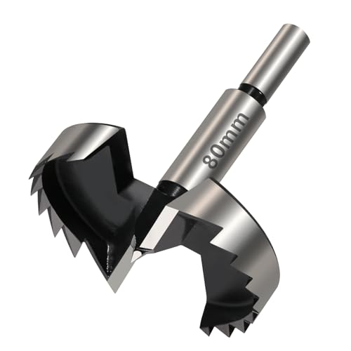 Scharnier-Lochbohrer, 1Pc Holzbearbeitung Werkzeuge Loch Sah Scharnier Boring Bohrer Bits Runde Schaft High Carbon Stahl Cutter(80mm) von BYALORTEX