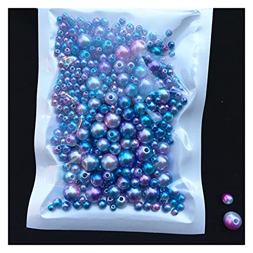 Set zur Herstellung von Armbändern, Acryl-Imitationsperlen for Basteln mit Loch, Packung mit 150–200 Stück, mehrfarbig, 3/4/5/6/8 mm(Mix Size C02) von BYALORTEX