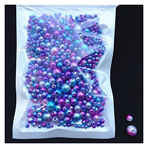 Set zur Herstellung von Armbändern, Acryl-Imitationsperlen for Basteln mit Loch, Packung mit 150–200 Stück, mehrfarbig, 3/4/5/6/8 mm(Mix Size C06) von BYALORTEX