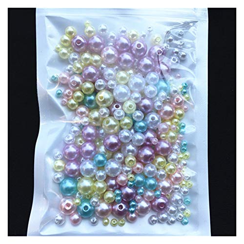 Set zur Herstellung von Armbändern, Acryl-Imitationsperlen for Basteln mit Loch, Packung mit 150–200 Stück, mehrfarbig, 3/4/5/6/8 mm(Mix Size Cream) von BYALORTEX