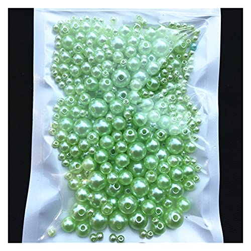 Set zur Herstellung von Armbändern, Acryl-Imitationsperlen for Basteln mit Loch, Packung mit 150–200 Stück, mehrfarbig, 3/4/5/6/8 mm(Mix Size Green) von BYALORTEX