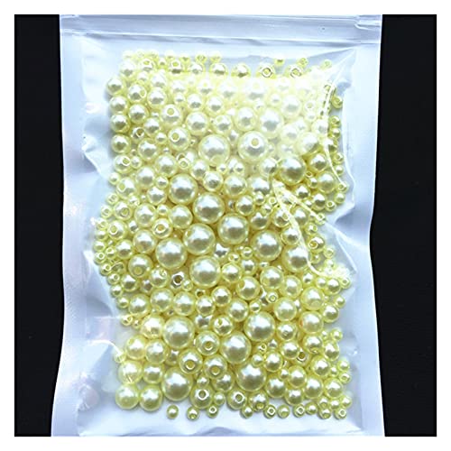 Set zur Herstellung von Armbändern, Acryl-Imitationsperlen for Basteln mit Loch, Packung mit 150–200 Stück, mehrfarbig, 3/4/5/6/8 mm(Mix Size Yellow) von BYALORTEX