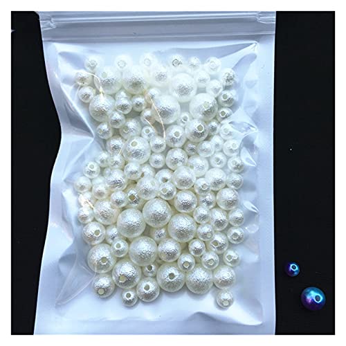Set zur Herstellung von Armbändern, Acryl-Imitationsperlen for Basteln mit Loch, Packung mit 150–200 Stück, mehrfarbig, 3/4/5/6/8 mm(Mix Wrinkle Ivory) von BYALORTEX