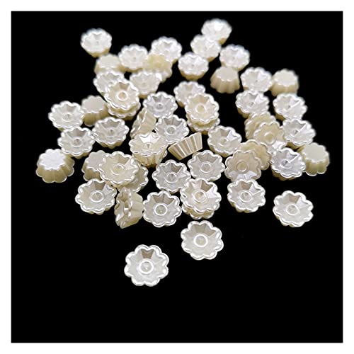 Set zur Herstellung von Armbändern, Perlen, flache Rückseite, halbrund, Acryl, Elfenbein, 6–10 mm, 100 Stück(Cake) von BYALORTEX