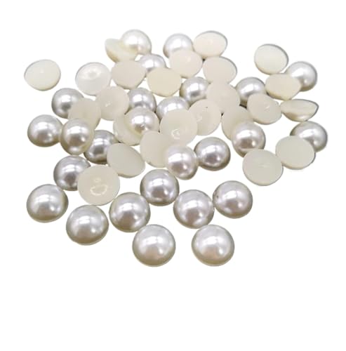 Set zur Herstellung von Armbändern, Perlen, flache Rückseite, halbrund, Acryl, Elfenbein, 6–10 mm, 100 Stück(Half Round 10mm) von BYALORTEX