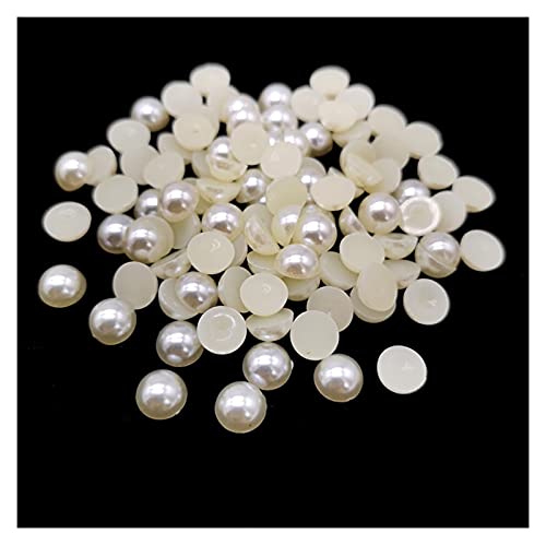 Set zur Herstellung von Armbändern, Perlen, flache Rückseite, halbrund, Acryl, Elfenbein, 6–10 mm, 100 Stück(Half Round 8mm) von BYALORTEX