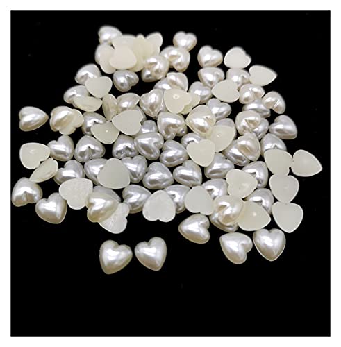 Set zur Herstellung von Armbändern, Perlen, flache Rückseite, halbrund, Acryl, Elfenbein, 6–10 mm, 100 Stück(Heart Shaped) von BYALORTEX