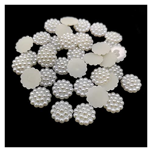 Set zur Herstellung von Armbändern, Perlen, flache Rückseite, halbrund, Acryl, Elfenbein, 6–10 mm, 100 Stück(V116) von BYALORTEX