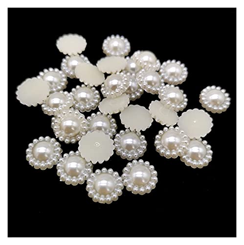 Set zur Herstellung von Armbändern, Perlen, flache Rückseite, halbrund, Acryl, Elfenbein, 6–10 mm, 100 Stück(V118) von BYALORTEX