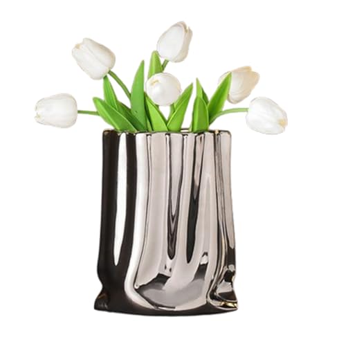Vasen, Crinkle Papiertüte geformt Keramik Blumenvase 8,26 Zoll Home Decor Vasen, Crinkle Papiertüte geformt Keramik Blumenvase 8,26 Zoll Home Decor von BYALORTEX