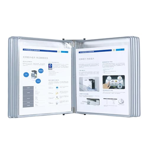 Wandmontiertes Desktop-Referenzsystem, Referenz-Organizer, 20 Seiten, A4-Größe, mehrfarbig, Wandhalterung, Desktop(Grey) von BYALORTEX