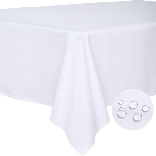 BYDOLL Tischdecke, weiß, 228 x 332 cm, Tischdecke für 2,4 m, rechteckige Tische, Outdoor, waschbar, knitterfrei und auslaufsicher, Polyester-Tischdecke für Festival, Camping, Picknick, Party BYDOLL Tischdecke, weiß, 228 x 332 cm, Tischdecke für 2,4 m, rechteckige Tische, Outdoor, waschbar, knitterfrei und auslaufsicher, Polyester-Tischdecke für Festival, Camping, Picknick, Party von BYDOLL