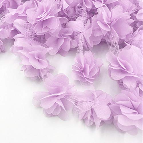 24x 3D Chiffon Blumen Cluster Stoff Rosen Spitze-ordnungs-Tulle-Blumen-Band Für Applikation Nähen Brautkleider Dekoration Zubehör Zufällige Farbe von BYFRI