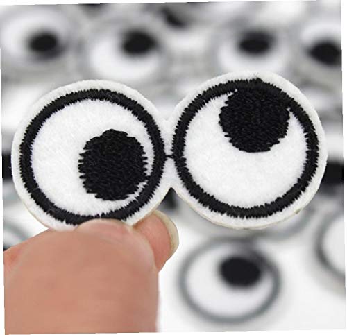 BYFRI 10pcs Lustige Schwarze Weiße Gestickte Augen Patches Eisen Auf Kleine Kleidung Applikationen DIY Jeans Rucksack Mäntel Aufkleber von BYFRI