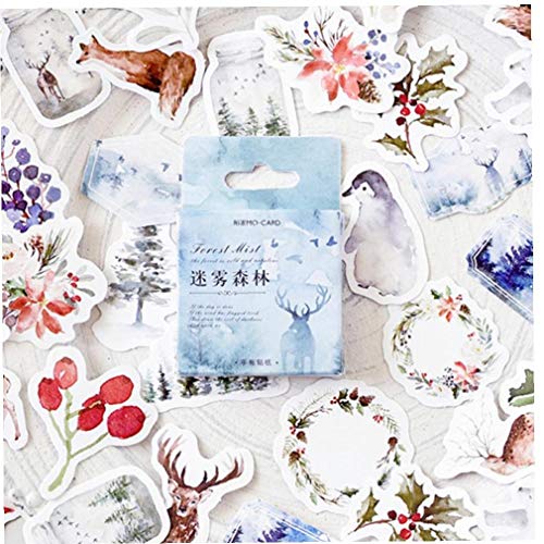 BYFRI 46pcs Winter Forest Kleintiere Paste Mini-Papier-Aufkleber-Paket Tagebuch-Dekoration Sticker Album Scrapbooking von BYFRI