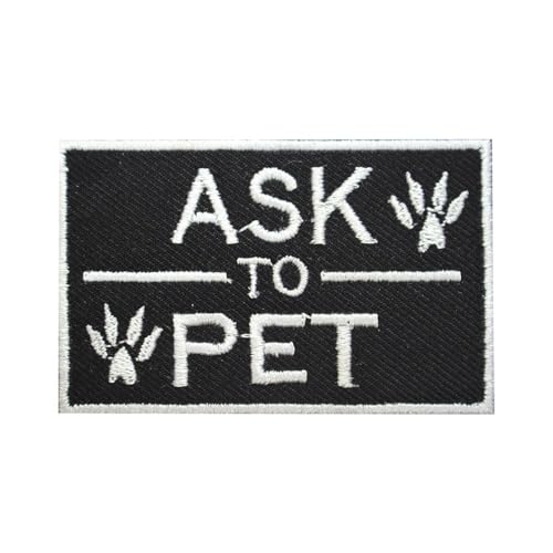 Aufbügler mit Aufschrift "Ask to Pet", bestickt, zum Aufbügeln oder Aufnähen Aufbügler mit Aufschrift "Ask to Pet", bestickt, zum Aufbügeln oder Aufnähen von BYIZY