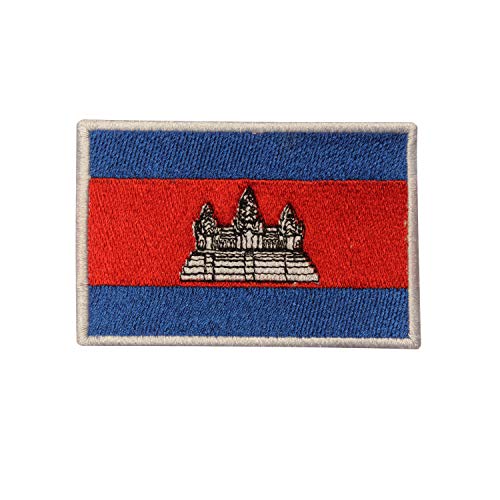 Aufnäher mit Kambodscha-Flagge, bestickt, Kambodscha, zum Aufbügeln oder Aufnähen Aufnäher mit Kambodscha-Flagge, bestickt, Kambodscha, zum Aufbügeln oder Aufnähen von BYIZY