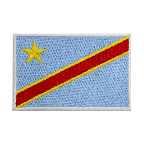 Aufnäher mit Kongo-Flagge, bestickt, zum Aufbügeln oder Aufnähen Aufnäher mit Kongo-Flagge, bestickt, zum Aufbügeln oder Aufnähen von BYIZY