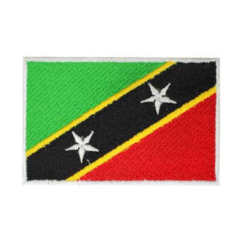Aufnäher mit Landesflagge St. Kitts und Nevis, zum Aufbügeln, bestickt, zum Aufbügeln oder Aufnähen Aufnäher mit Landesflagge St. Kitts und Nevis, zum Aufbügeln, bestickt, zum Aufbügeln oder Aufnähen von BYIZY