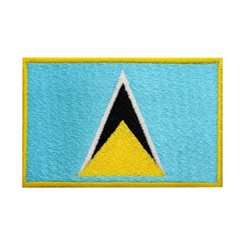 Aufnäher mit Landesflagge St. Lucia, bestickt, zum Aufbügeln oder Aufnähen von BYIZY