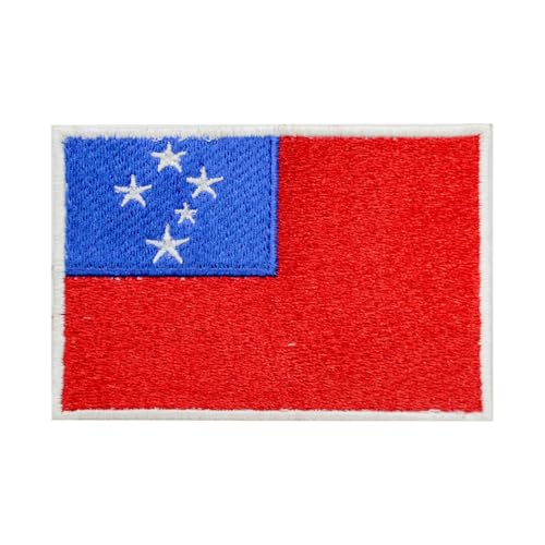 Aufnäher mit Samoa-Flagge, bestickt, zum Aufbügeln, Samoa-Flagge, zum Aufbügeln oder Aufnähen von BYIZY