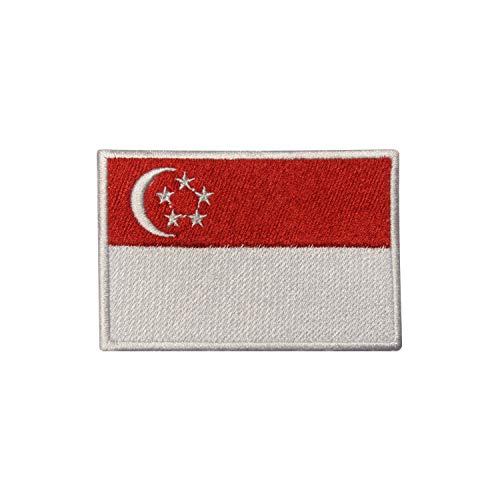 Aufnäher mit Singapur-Flagge, bestickt, zum Aufbügeln oder Aufnähen Aufnäher mit Singapur-Flagge, bestickt, zum Aufbügeln oder Aufnähen von BYIZY