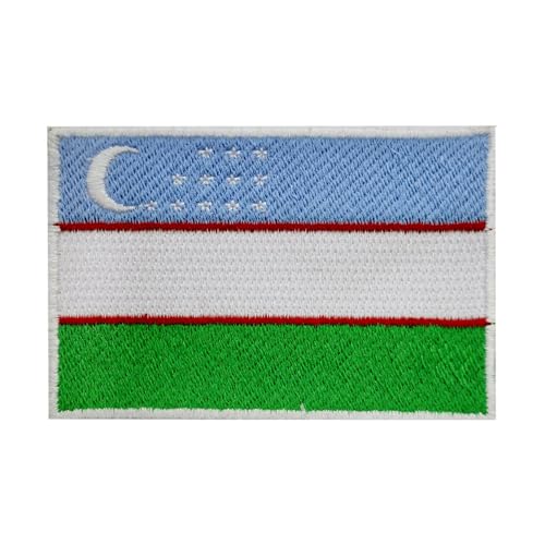 Aufnäher mit usbekischer Landesflagge zum Aufbügeln, bestickt, usbekistanische Flagge, zum Aufbügeln oder Aufnähen Aufnäher mit usbekischer Landesflagge zum Aufbügeln, bestickt, usbekistanische Flagge, zum Aufbügeln oder Aufnähen von BYIZY