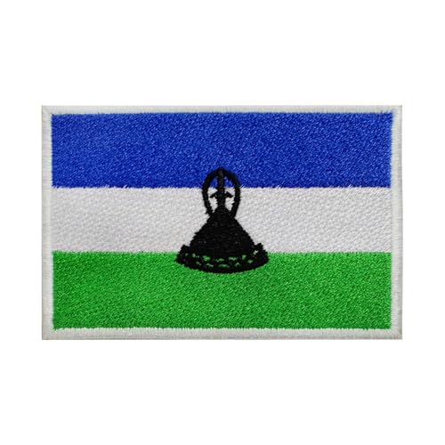 Lesotho Länderflagge Patch zum Aufbügeln bestickt Applikation Patch Lesotho Länderflagge zum Aufbügeln oder Aufnähen von BYIZY