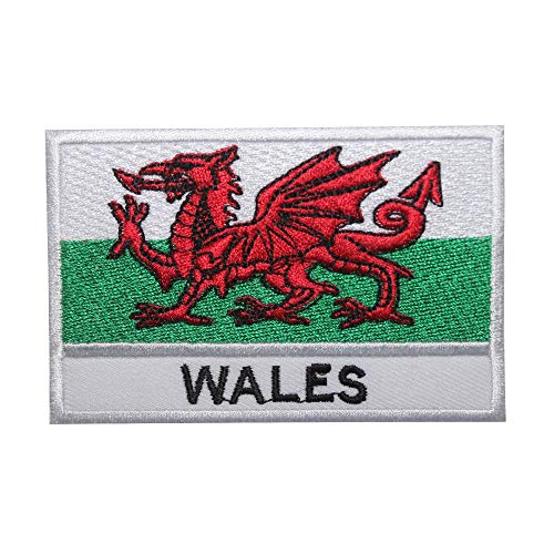 Wales Länderflaggen-Aufnäher, bestickt, Wales Länderflagge, Aufnäher, Aufnäher, Emblem Wales Länderflaggen-Aufnäher, bestickt, Wales Länderflagge, Aufnäher, Aufnäher, Emblem von BYIZY