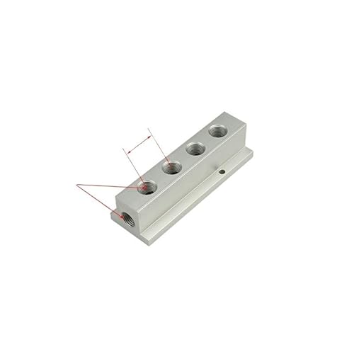 BYLSAGWHT 38 x 30 mm Kompakter Typ 1/4 Zoll BSP Female 2-10 Ways 4-12 Ports Solid Aluminum T-Shape Pneumatic Manifold Air Distribution Block (12 Way 14 Ports) von BYLSAGWHT