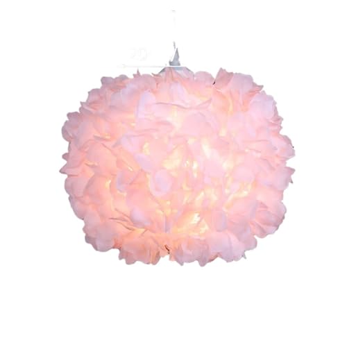 BYLYUIVN Lampenschirm hängelampe Moderne Flauschige Pendelleuchte Lampe Weiße Feder Schatten Droplight Beleuchtung Schlafzimmer Arbeitszimmer Dekoration Kreative Hängelampe(Pink Flower 20cm) von BYLYUIVN