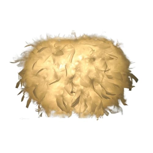BYLYUIVN Lampenschirm hängelampe Moderne Flauschige Pendelleuchte Lampe Weiße Feder Schatten Droplight Beleuchtung Schlafzimmer Arbeitszimmer Dekoration Kreative Hängelampe(White 20cm) von BYLYUIVN