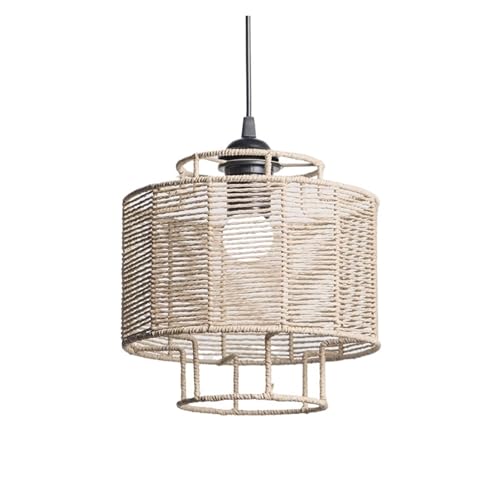 BYLYUIVN Lampenschirm hängelampe Rattan-Lampenschirm, Geometrischer Lampenschirm, Lampenschirm for Pendelleuchte, Hängelampe, Handgewebt, Lampenschirm for Leuchte, Schlafzimmer(17) von BYLYUIVN
