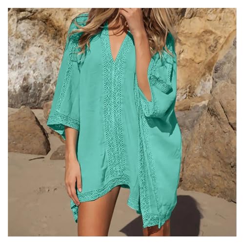 BYLYUIVN Strandtunika Damen Badehülle for Damen, Bikini-Badeanzug, Übergröße, Netzstoff, Strand-Badeanzug, Übergröße, Strand-Outlet for Damen(Mint Green) von BYLYUIVN