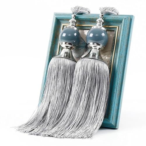 BYLYUIVN Vorhanghalter 1 Paar Retro Elegante DIY Vorhang Raffhalter Perlen Hause Schlafzimmer Universelle Hängenden Holdback Krawatte Seil Verband Dekorative Einfache Quaste(Grey) von BYLYUIVN