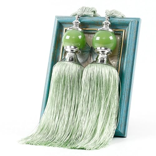 BYLYUIVN Vorhanghalter 1 Paar Retro Elegante DIY Vorhang Raffhalter Perlen Hause Schlafzimmer Universelle Hängenden Holdback Krawatte Seil Verband Dekorative Einfache Quaste(Light Green) von BYLYUIVN