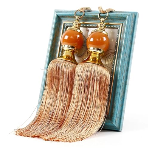 BYLYUIVN Vorhanghalter 1 Paar Retro Elegante DIY Vorhang Raffhalter Perlen Hause Schlafzimmer Universelle Hängenden Holdback Krawatte Seil Verband Dekorative Einfache Quaste(Orange) von BYLYUIVN
