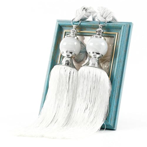 BYLYUIVN Vorhanghalter 1 Paar Retro Elegante DIY Vorhang Raffhalter Perlen Hause Schlafzimmer Universelle Hängenden Holdback Krawatte Seil Verband Dekorative Einfache Quaste(White) von BYLYUIVN