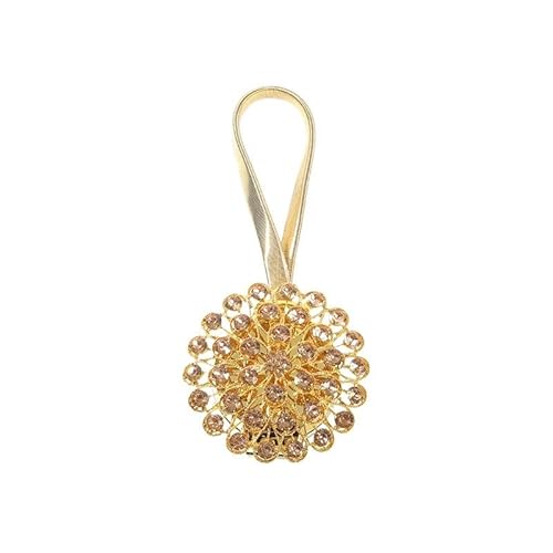 BYLYUIVN Vorhanghalter 1 Stück Kristall-Vorhanggurte, magnetische Vorhänge, Schnalle mit Federdraht, kostenloser Fenster-Wandhaken, Strass-Magnet-Vorhang-Raffhalter(Champagne-01) von BYLYUIVN