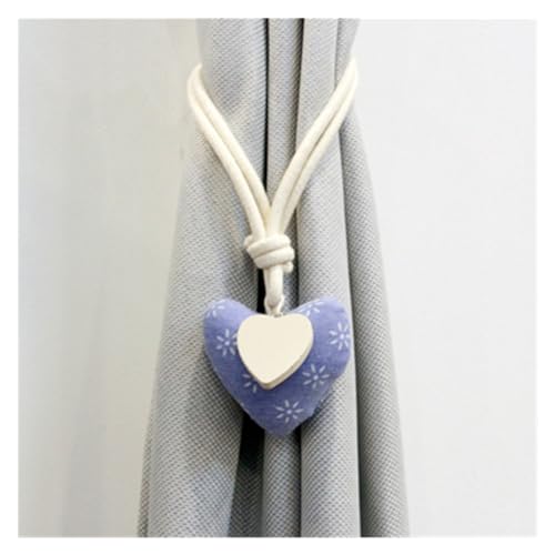 BYLYUIVN Vorhanghalter 2 Stück herzförmige magnetische Vorhang-Raffhalter for Zimmervorhänge, Schnallenhalter, Dekor-Clip for Heimdekoration, Zubehör, Magnet-Raffhalter-Clips(Blue) von BYLYUIVN