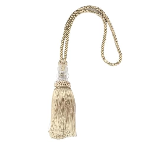BYLYUIVN Vorhanghalter 2 Stücke Kristall Perlen Quaste Hängende Kugel Vorhang Raffhalter Seil Handwerk Quasten Anhänger DIY Vorhang Zubehör Raumdekoration(Beige) von BYLYUIVN