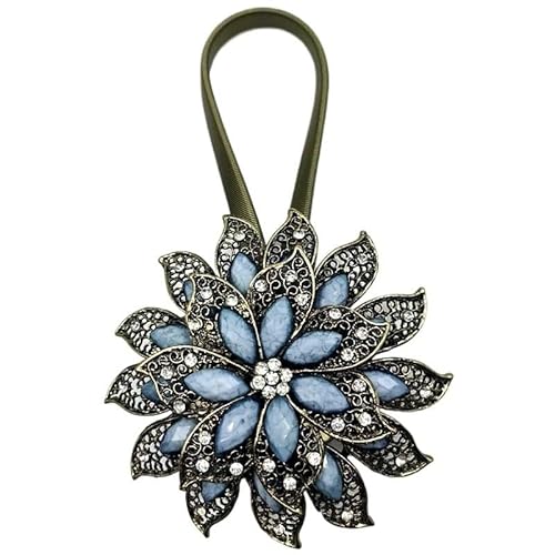 BYLYUIVN Vorhanghalter 2PC Bunte Vorhang Schnalle Blume Dehnbare Frühling Magnetische Vorhang Clip Vorhang Halter Strass Kreative Strap Blume(L) von BYLYUIVN