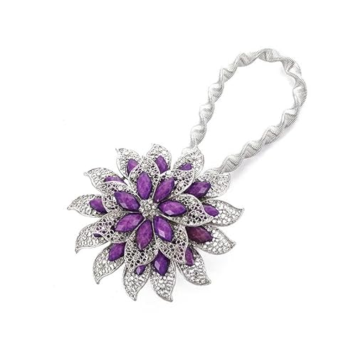 BYLYUIVN Vorhanghalter 2PC Bunte Vorhang Schnalle Blume Dehnbare Frühling Magnetische Vorhang Clip Vorhang Halter Strass Kreative Strap Blume(O) von BYLYUIVN