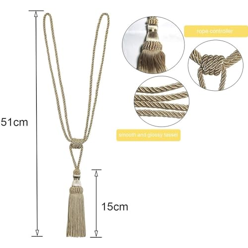 BYLYUIVN Vorhanghalter 2PC Vorhang Raffhalter Quaste Vorhang Clips Seil Vorhang Raffhalter Holdbacks Dekorative Vorhang Halter Zubehör for Drapieren(New Gold) von BYLYUIVN