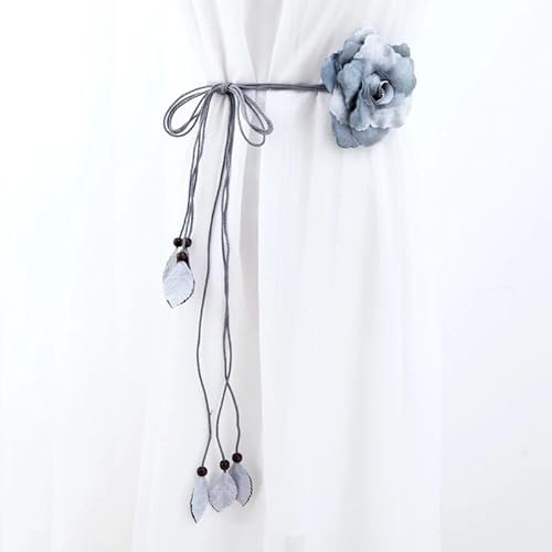 BYLYUIVN Vorhanghalter 2Pc Blume Vorhang Tieback Zimmer Zubehör Vorhang Halter Schnalle Seil Handgemachte Webart Quaste Fringe Verband Hause Dekoration(Grey) von BYLYUIVN