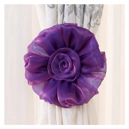 BYLYUIVN Vorhanghalter Blumenförmige Vorhang-Raffhalter for Aufhängen, Fenstervorhänge, Clips, Schnalle, Fensterhalter, Sonnenblume, Heimdekoration, Zubehör(Purple) von BYLYUIVN