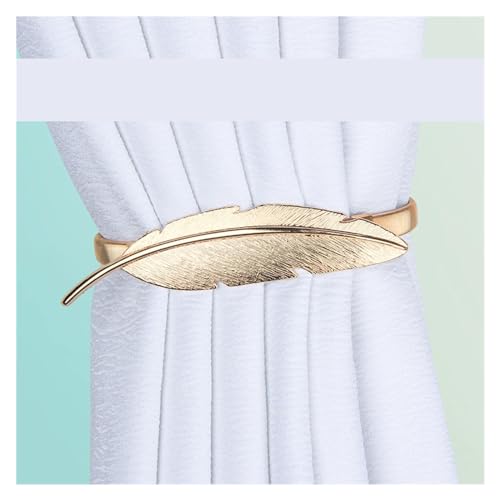 BYLYUIVN Vorhanghalter Elch Feder Elastisch Dehnbar Vorhang Clip Dekor Vorhänge Halter Tieback Schnalle for Home Dekoration Zubehör Moderne(Gold Feather) von BYLYUIVN